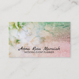 Carte De Visite *~* Parties scintillant Flore céleste Turquoise A
