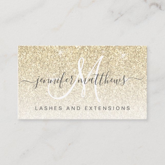 Carte De Visite Parties scintillant Girly Gold Lashes Salon Open C (Devant)