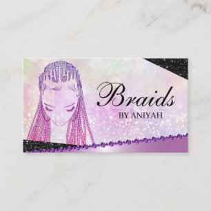 Carte De Visite Parties scintillant Glam Moderne Hair Braiing Salo
