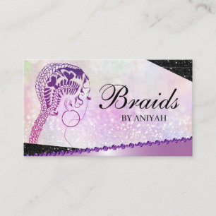 Carte De Visite Parties scintillant Glam Moderne Hair Braiing Salo