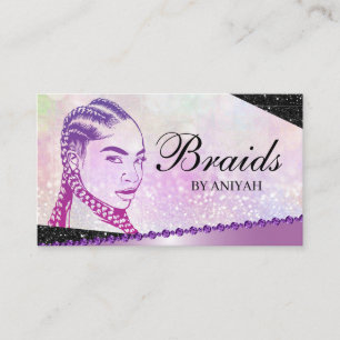 Carte De Visite Parties scintillant Glam Moderne Hair Braiing Salo