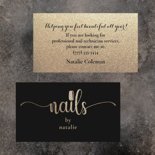Carte De Visite Parties scintillant Gold & Black Nail Technicien C