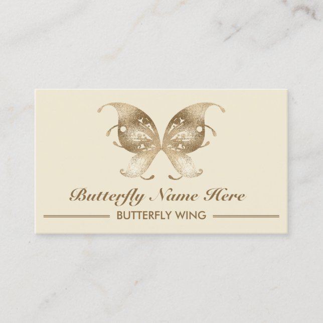 Carte De Visite Parties scintillant Gold Butterfly Swirl Décoratif (Devant)
