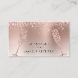 Carte De Visite Parties scintillant Gold Foil Champagne et Rose de