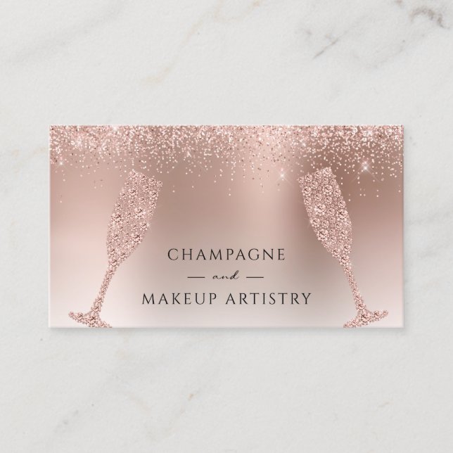 Carte De Visite Parties scintillant Gold Foil Champagne et Rose de (Devant)