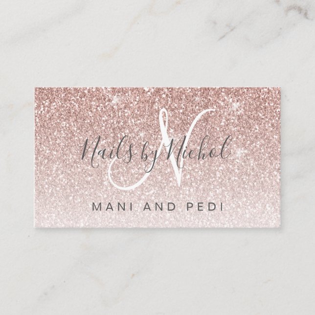 Carte De Visite Parties scintillant Gold Rose Mani Pedi Studio (Devant)