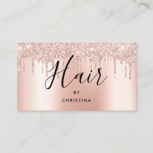 Carte De Visite Parties scintillant gouttes rose or métal coiffeur