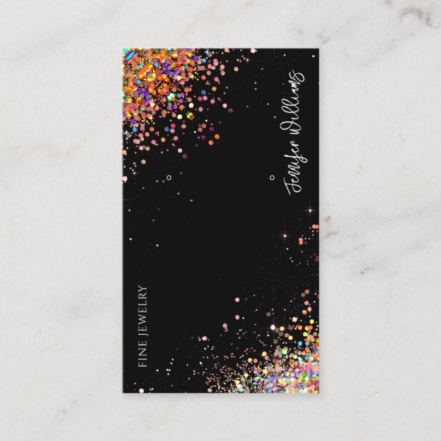 Carte De Visite Parties scintillant holographique à oreilles (Devant)