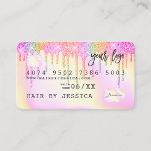 Carte De Visite parties scintillant holographique arc-en-ciel rose