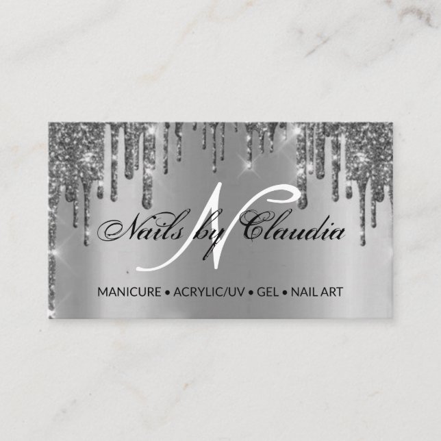 Carte De Visite Parties scintillant holographique classique élégan (Devant)