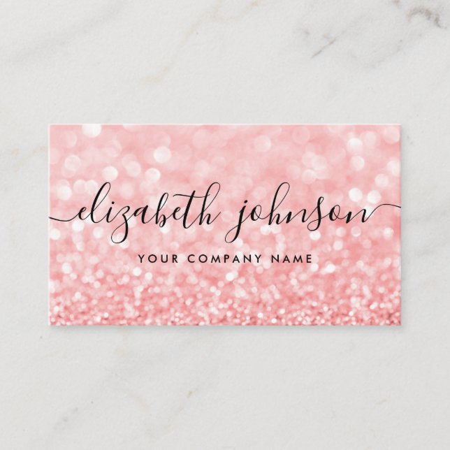Carte De Visite Parties scintillant Holographique Rose Rose Gold É (Devant)
