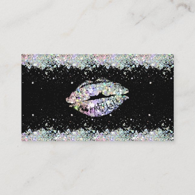 Carte De Visite Parties scintillant holographique Sparkles Lips Un (Devant)