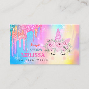 Carte De Visite Parties scintillant Holographique Unicorn Flowers