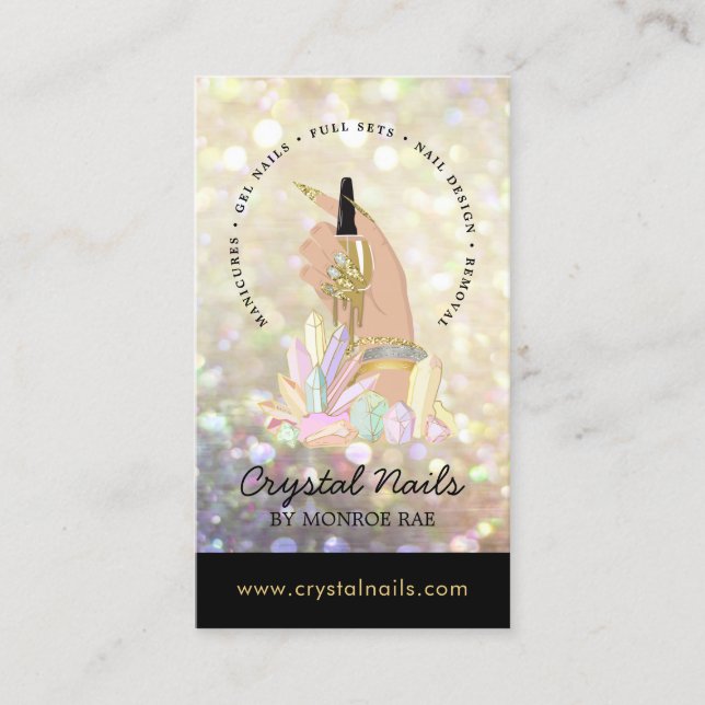 Carte De Visite Parties scintillant Iridescente Technicien ongles  (Devant)