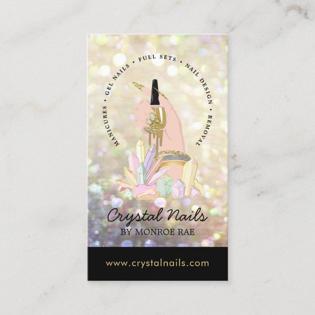 Carte De Visite Parties scintillant Iridescente Technicien ongles  (Devant)