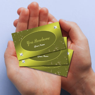 Carte De Visite Parties scintillant Jaune Chatoyante Étoiles Bijou