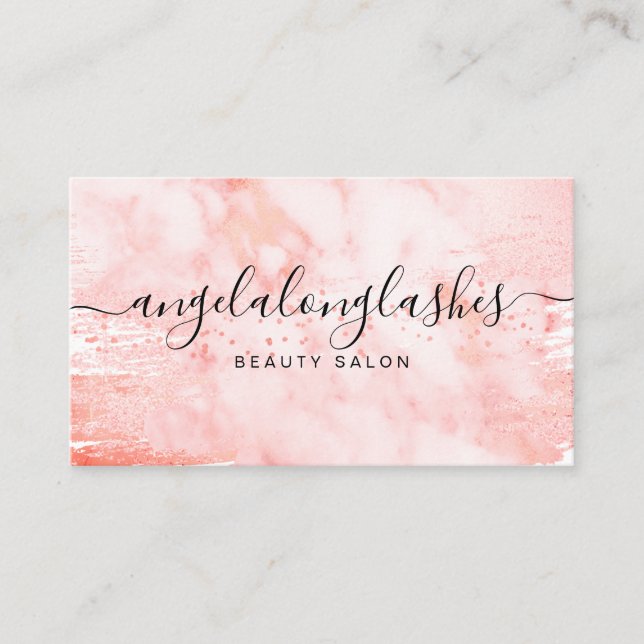 Carte De Visite Parties scintillant marbre feminine orange Classy (Devant)