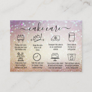 Carte De Visite Parties scintillant Merci Cake Care Instructions
