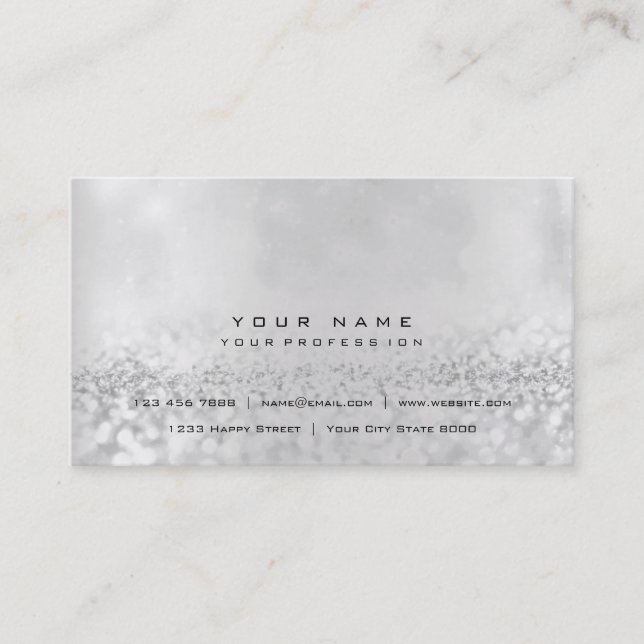 Carte De Visite Parties scintillant Minimale Vip Gris Argent Préma (Devant)
