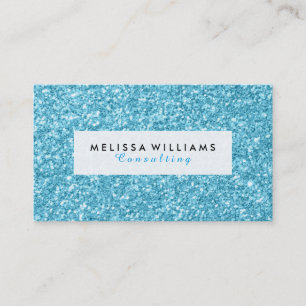 Carte De Visite Parties scintillant moderne bleu ciel Texture blan