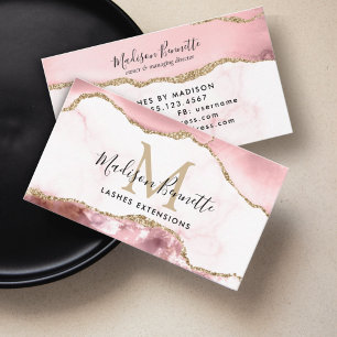 Carte De Visite Parties scintillant moderne Blush Rose or Agate Mo