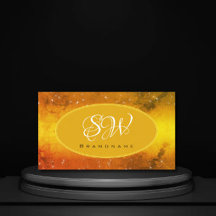 Carte De Visite Parties scintillant moderne en marbre jaune orange