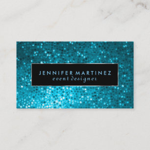 Carte De Visite Parties scintillant moderne Gras Noir Et Bleu 2