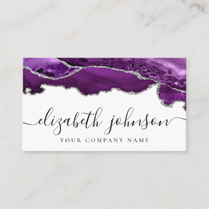 Carte De Visite Parties scintillant moderne violet argent  Agate M