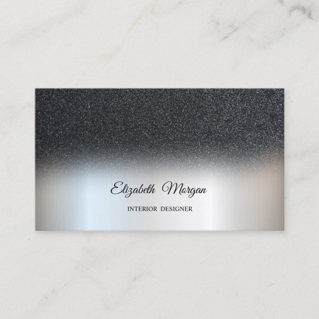 Carte De Visite Parties scintillant noire élégant professionnel Si (Devant)