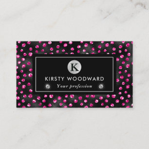 Carte De Visite Parties scintillant noire et rose Motif Pois
