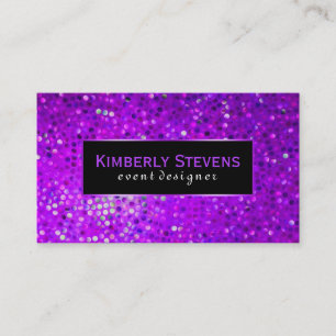 Carte De Visite Parties scintillant Noire Et Violet Moderne & Éper