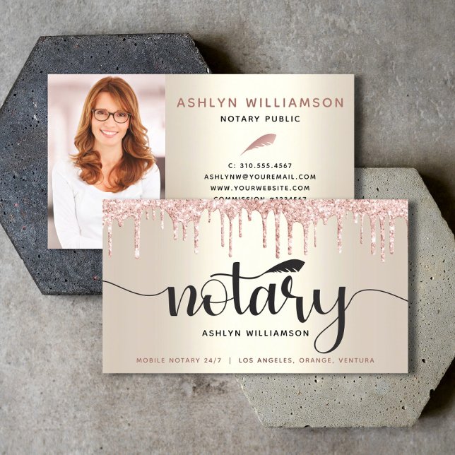 Carte De Visite Parties scintillant Notaire Pink Lecteurs Gold Loa (Créateur téléchargé)