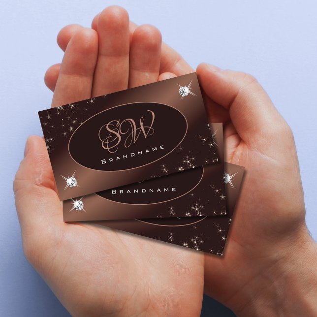 Carte De Visite Parties scintillant Ombre Brown moderne étoiles Di (Créateur téléchargé)
