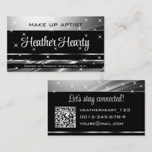 Carte De Visite Parties scintillant Ombre noir gris argent de luxe