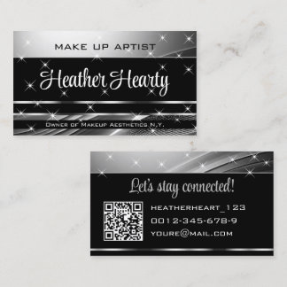 Carte De Visite Parties scintillant Ombre noir gris argent de luxe