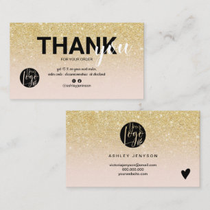 Carte De Visite parties scintillant or chic ombre logo cool ordre 