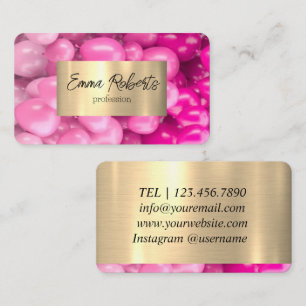 Carte De Visite Parties scintillant or des ballons roses