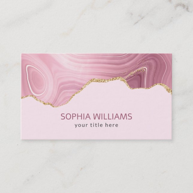 Carte De Visite Parties scintillant or en marbre rose (Devant)