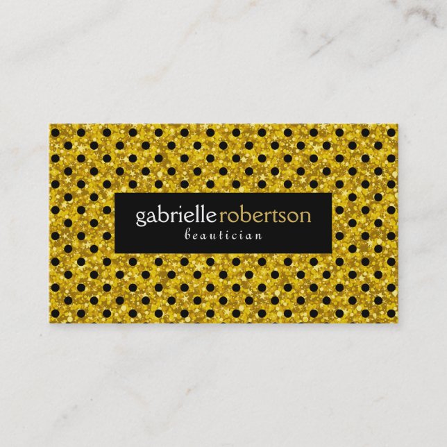 Carte De Visite Parties scintillant Or moderne avec Motif À petits (Devant)