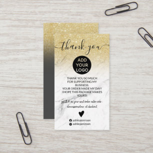 Carte De Visite Parties scintillant or ombre chic marbre ordre mer