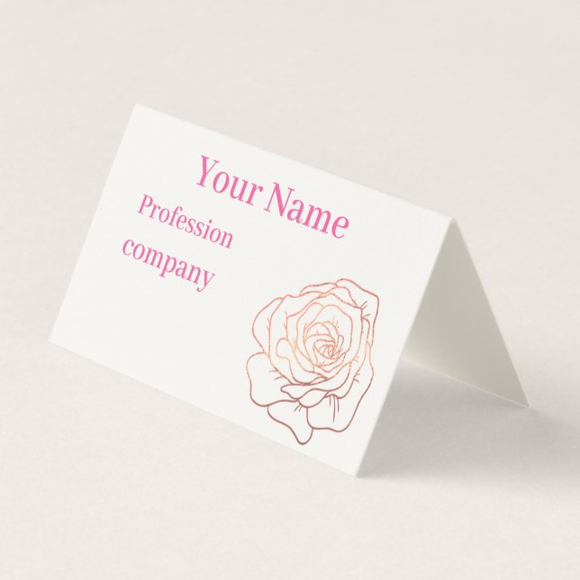 Carte De Visite Parties scintillant or Rose floral (Devant)