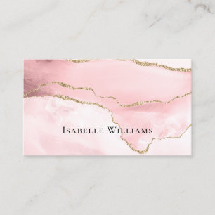 Carte De Visite Parties scintillant or simple en marbre rose clair