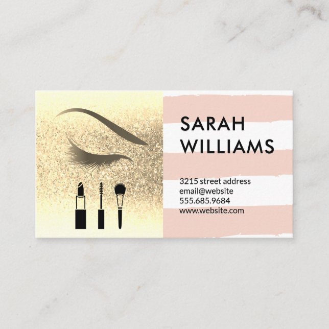 Carte De Visite Parties scintillant or | Tracées | Beauté des cils (Devant)