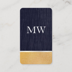 Carte De Visite Parties scintillant or / Velvet bleu avec Monogram