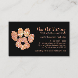 Carte De Visite Parties scintillant Orange Animaux de compagnie Si