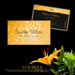 Carte De Visite Parties scintillant orange glamour Étoiles lumine