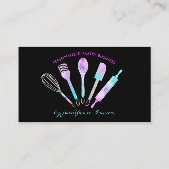Carte De Visite Parties scintillant Pâtisserie chef cuisine maison (Devant)