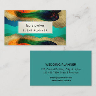 Carte De Visite Parties scintillant Peacock Gold Élégant Bleu Vert