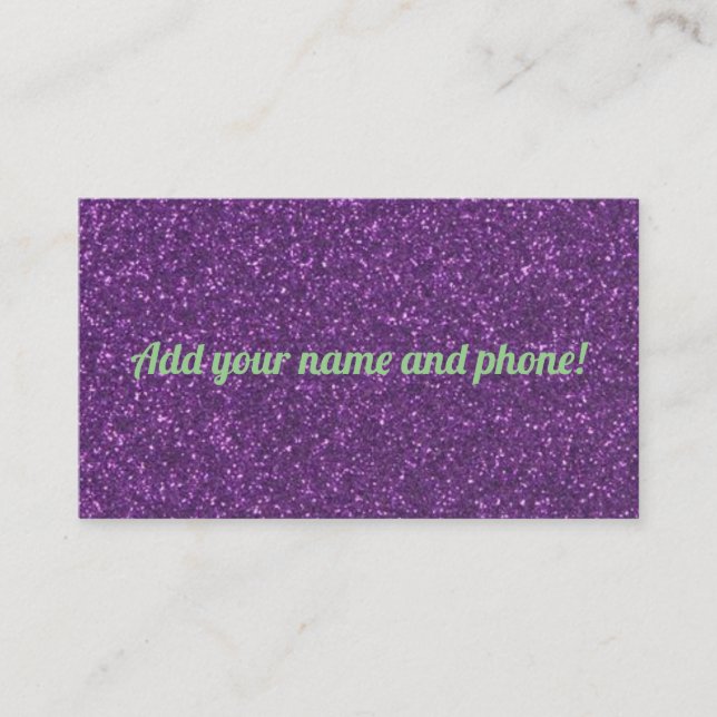 Carte De Visite parties scintillant pétillante violette personnali (Devant)