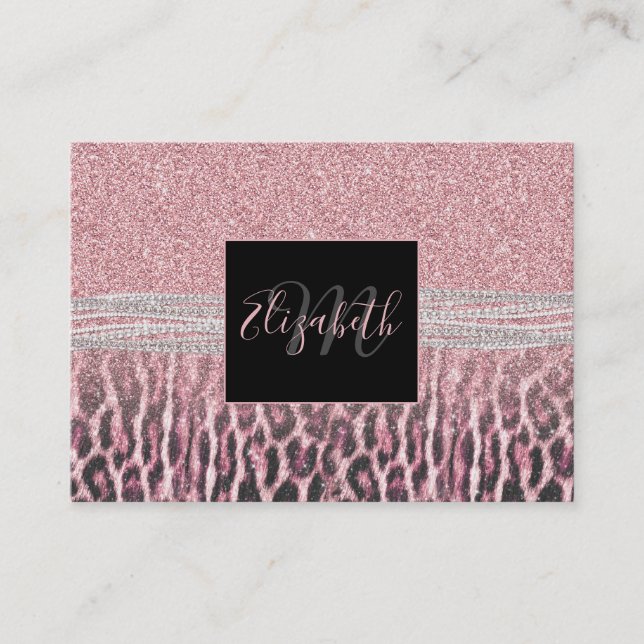 Carte De Visite Parties scintillant poster de animal Chic Girly Ro (Devant)